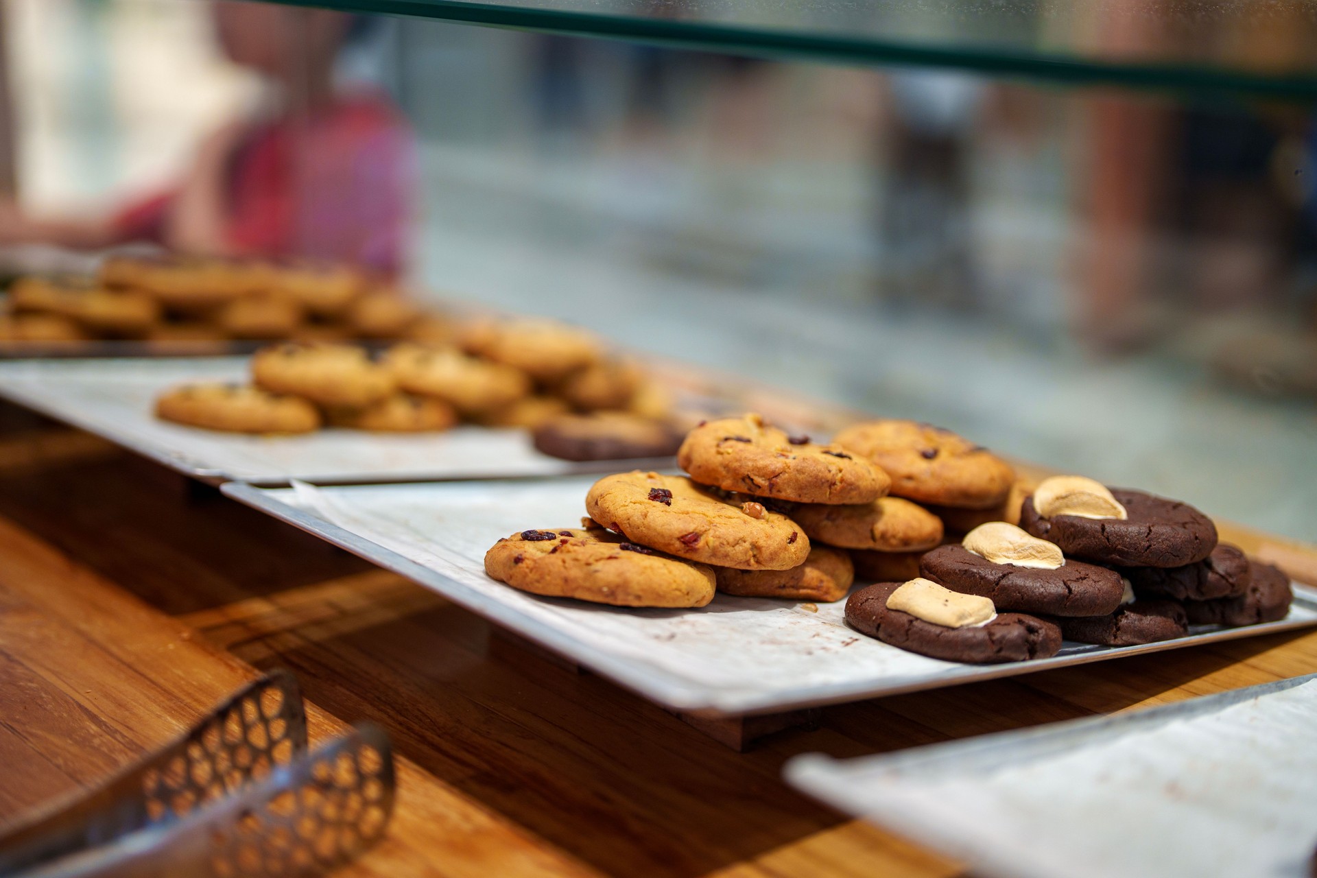 Freshly Baked Cookies on Display in a Bakery